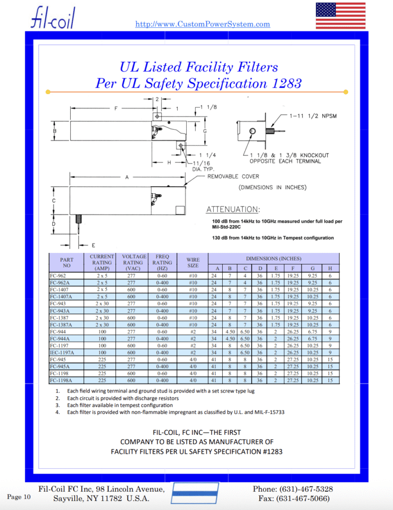 UL Listed Facility Filters - Fil-Coil International